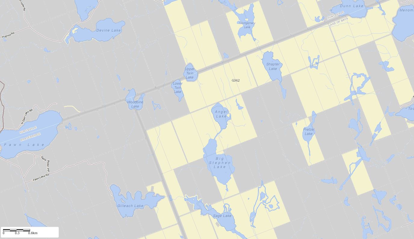 Crown Land Map of Angel Lake in Municipality of Lake of Bays and the District of Muskoka